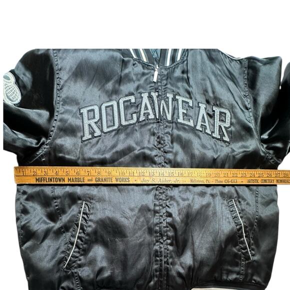 Vintage Rare 2000’s Y2K Rocawear Bomber Embroidered Satin Jacket Size 2XL - Picture 7 of 15